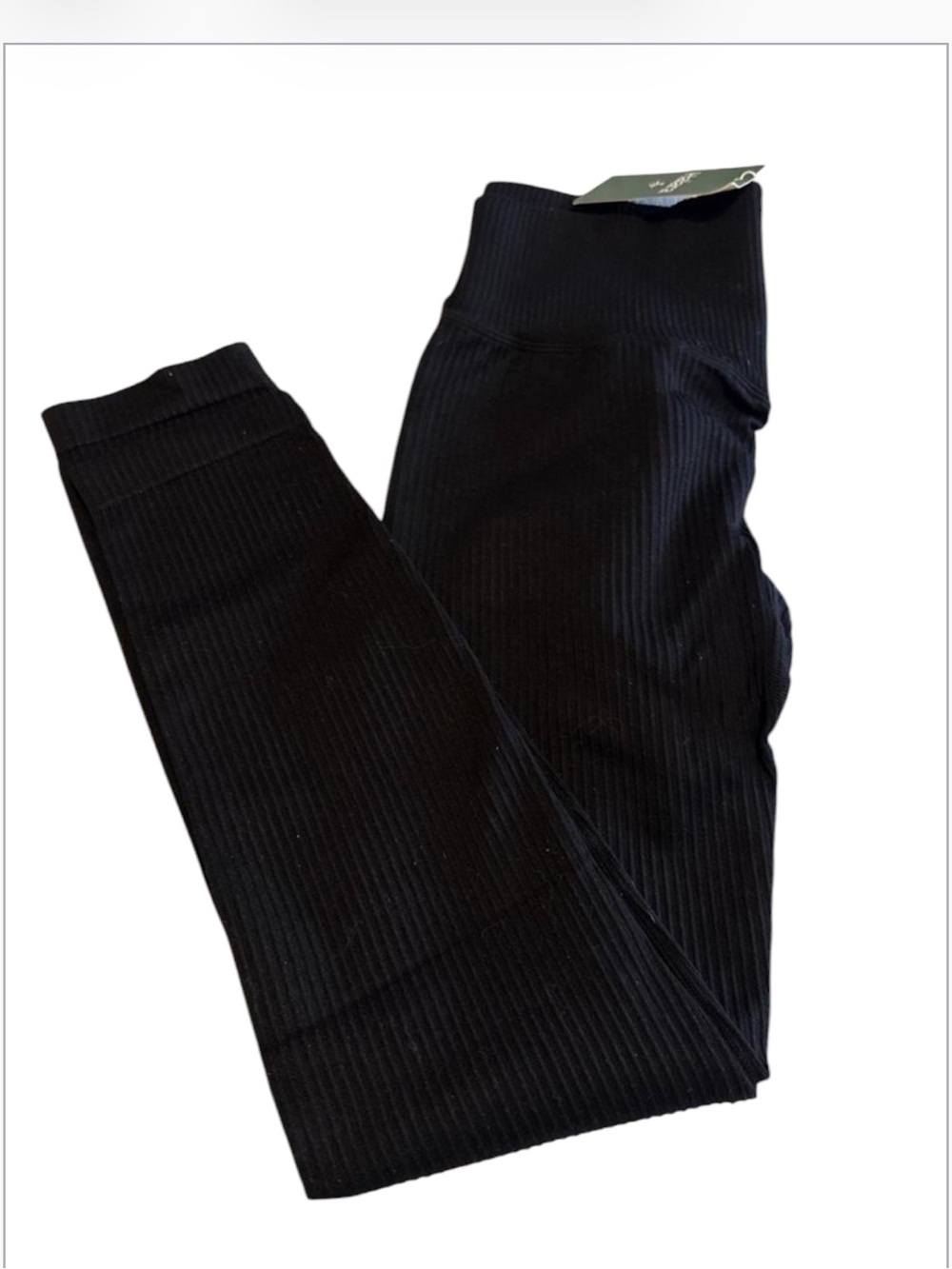 HALARA Black Ribbed High-Waist Leggings
